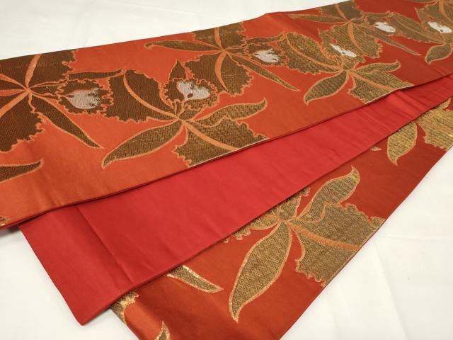 平和屋着物◎全通柄袋帯 カトレア 金銀糸 正絹 逸品 CAAY2195in