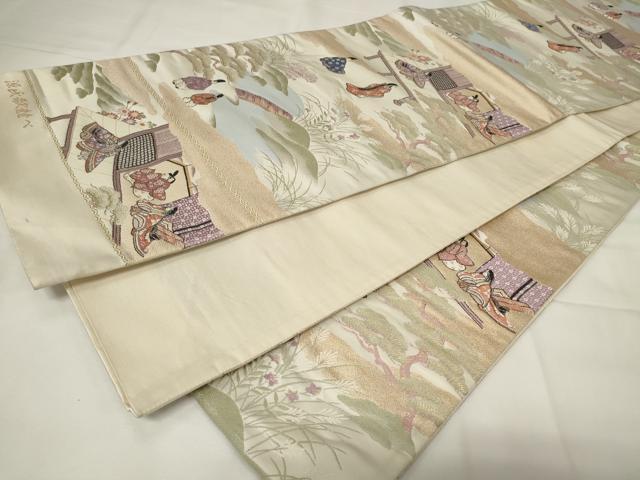 平和屋着物◎六通柄袋帯 唐織 源氏歌競べ 金糸 正絹 逸品 CAAY2197in
