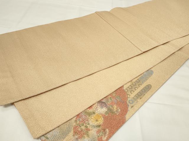 平和屋着物◎太鼓柄袋帯 扇面鳳凰花文 金銀彩 正絹 逸品 CAAY2242in