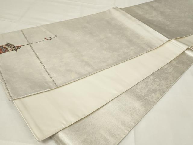 平和屋着物◎六通柄袋帯 霞文 ワンポイント 引箔 正絹 逸品 CAAY2248in
