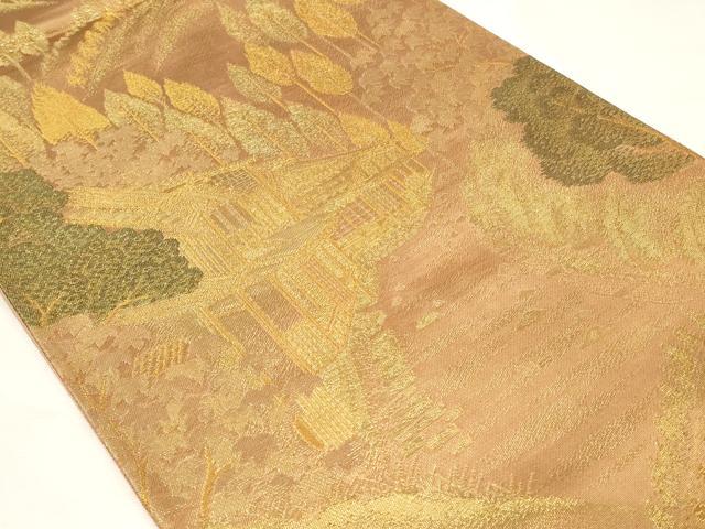 平和屋着物◎六通柄袋帯 風景文 金糸 正絹 逸品 CAAY2249in