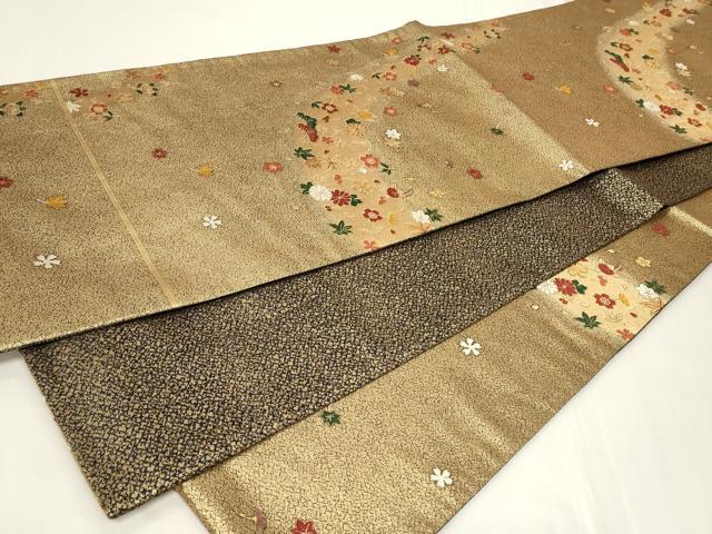 平和屋着物◎六通柄袋帯 唐織 草花文 金糸 正絹 逸品 CAAY2369in