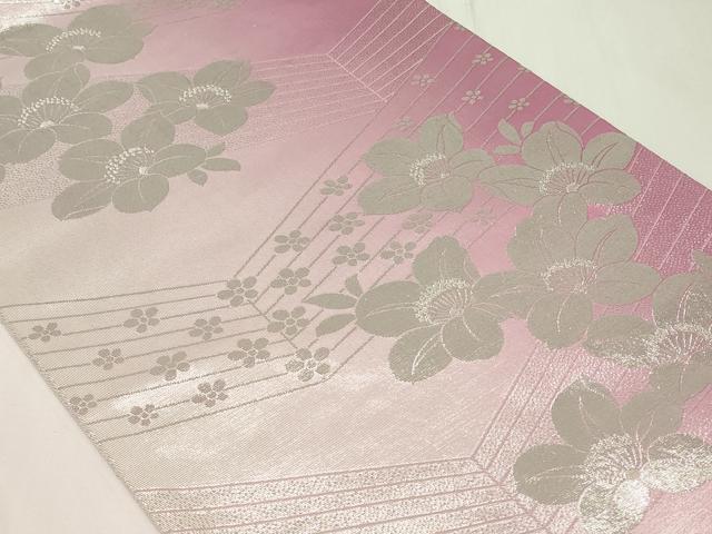 平和屋着物◎両面 全通柄袋帯 草花文 銀糸 やまと誂製 正絹 逸品 CAAY2371in