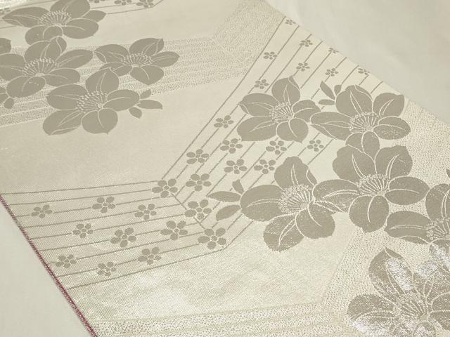平和屋着物◎両面 全通柄袋帯 草花文 銀糸 やまと誂製 正絹 逸品 CAAY2371in