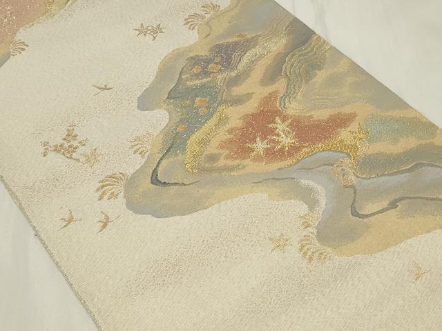 平和屋着物◎六通柄袋帯 綴れ 流麗州浜文 金銀糸 正絹 逸品 CAAY2390in