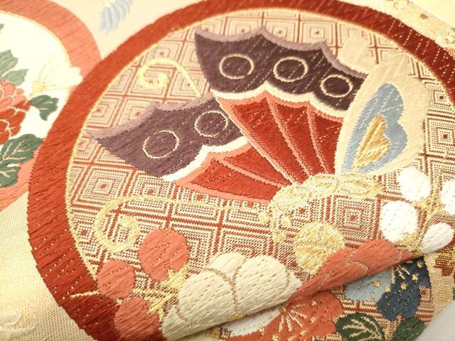 平和屋着物●六通柄袋帯 唐織 鳳凰 花蝶丸文 金糸 正絹 逸品 CAAY2462hy