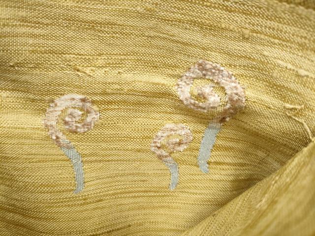平和屋着物▽スリーシーズン 春夏秋 太鼓柄袋帯 ぜんまい紬 すくい織 草花文 金糸 正絹 逸品 CAAY2486hy