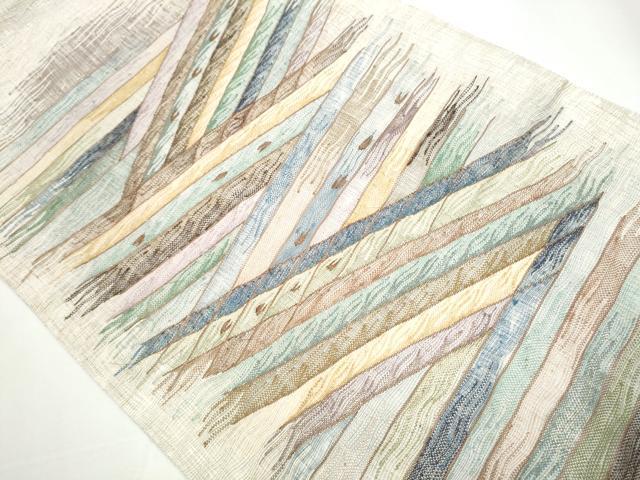 平和屋着物▽スリーシーズン 春夏秋 太鼓柄袋帯 幾何学文様 金銀糸 正絹 逸品 未使用 CAAY2499hy