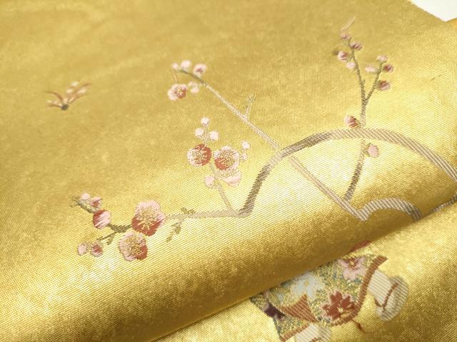 平和屋着物●太鼓柄袋帯 暁月 羽根つき 本金箔 正絹 逸品 CAAY2512hy