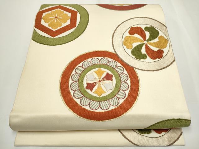 平和屋着物●六通柄 本袋帯 唐織 花丸文 金糸 正絹 逸品 CAAY2514hy