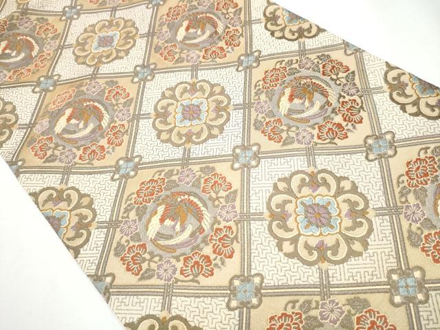 平和屋着物●六通柄袋帯 唐織 菱天井鳳凰花唐草文 正絹 逸品 CAAY2559hy
