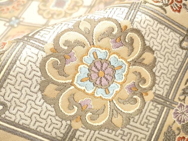 平和屋着物●六通柄袋帯 唐織 菱天井鳳凰花唐草文 正絹 逸品 CAAY2559hy