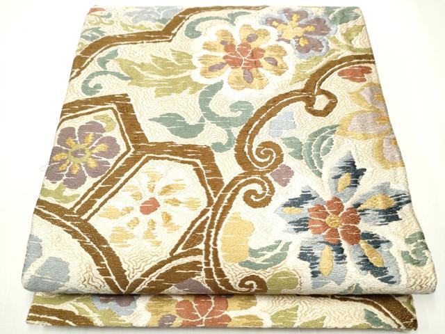平和屋着物●六通柄袋帯 唐織 花唐草文 金糸 正絹 逸品 CAAY2564hy