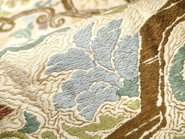 平和屋着物●六通柄袋帯 唐織 花唐草文 金糸 正絹 逸品 CAAY2564hy