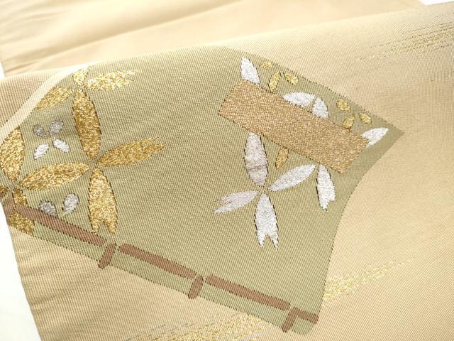 平和屋着物●爪掻き本綴れ 丸帯 引き抜き帯 冊子花文 金銀糸 正絹 逸品 CAAY2700hy