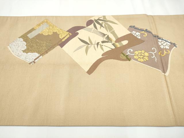 平和屋着物●爪掻き本綴れ 丸帯 引き抜き帯 冊子花文 金銀糸 正絹 逸品 CAAY2700hy