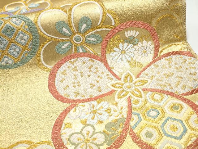 平和屋着物●六通柄袋帯 唐織 舞花吉祥文 金糸 正絹 逸品 CAAY2736hy