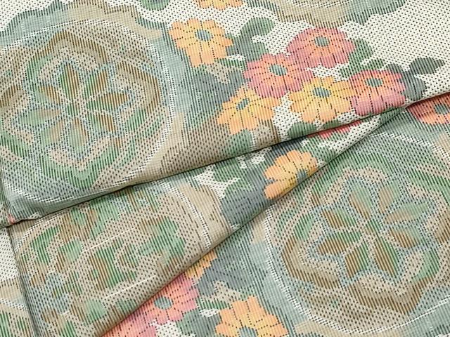 平和屋着物●本場大島紬 白大島 7マルキ 絵皿草花文 正絹 逸品 CAAY2827vf