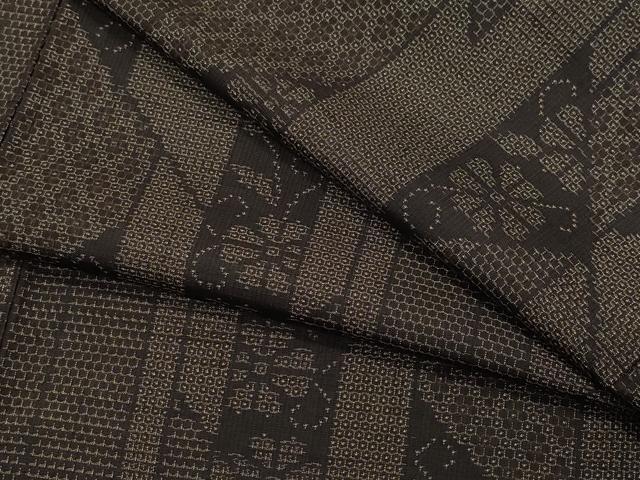 平和屋着物●結城紬 100亀甲 吉祥花唐草文 正絹 逸品 CAAY2851vf