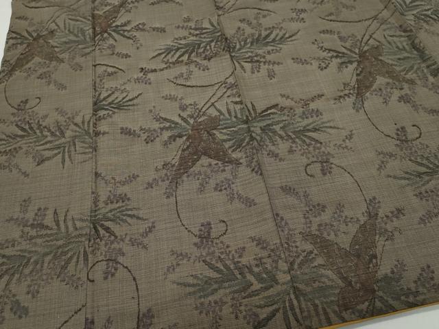 平和屋着物●上質な紬 舞蝶草花文 正絹 逸品 CAAY2854vf