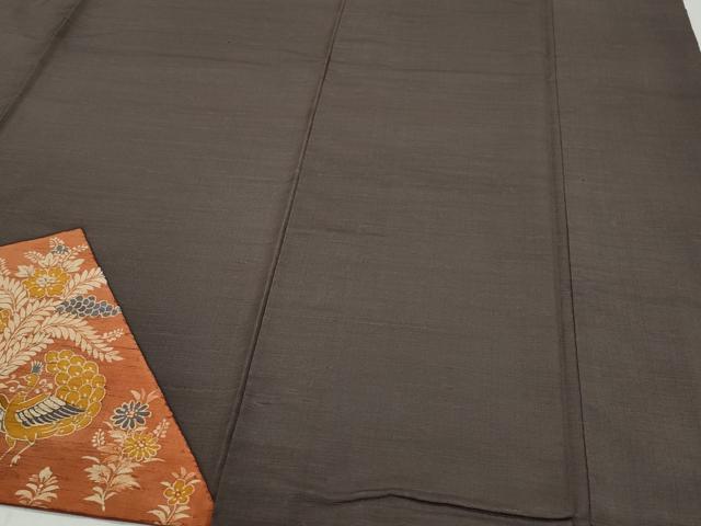 平和屋着物●訪問着 紬地 型染め 孔雀草花文 正絹 逸品 CAAY2877vf