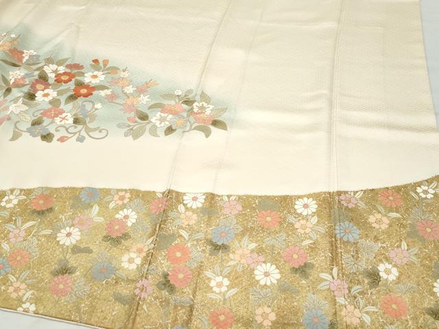 平和屋着物●訪問着 駒刺繍 花唐草文 正絹 逸品 CAAY2921vf