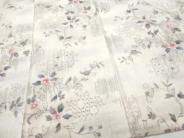 平和屋着物●上質な紬 吉祥花唐草文 正絹 逸品 CAAY2955vf