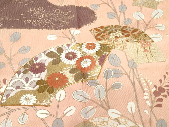 平和屋着物●訪問着 駒刺繍 地紙草花文 金彩 正絹 逸品 CAAY2966vf