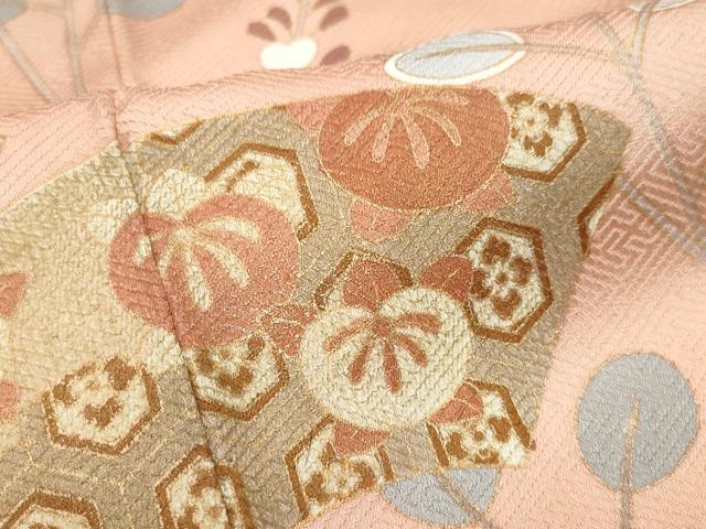 平和屋着物●訪問着 駒刺繍 地紙草花文 金彩 正絹 逸品 CAAY2966vf