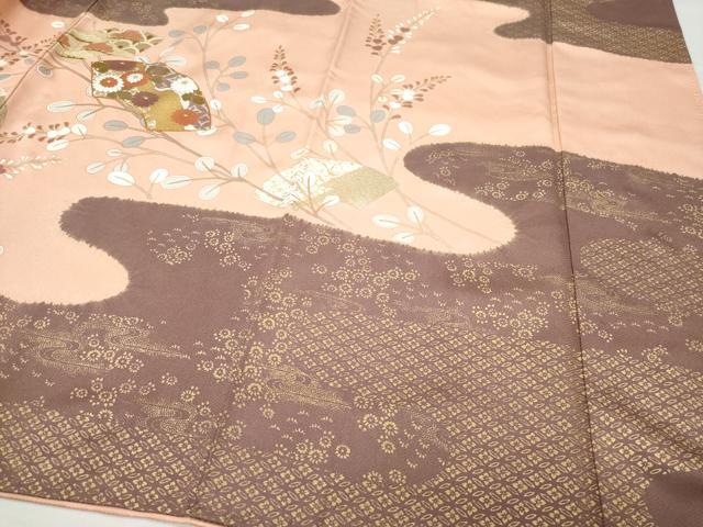 平和屋着物●訪問着 駒刺繍 地紙草花文 金彩 正絹 逸品 CAAY2966vf