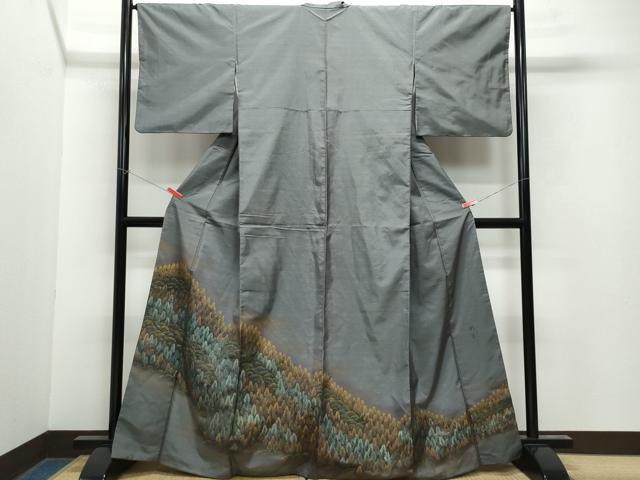 平和屋着物●訪問着 本場染大島紬 作家物 草木文 金彩 正絹 逸品 CAAY2986vf