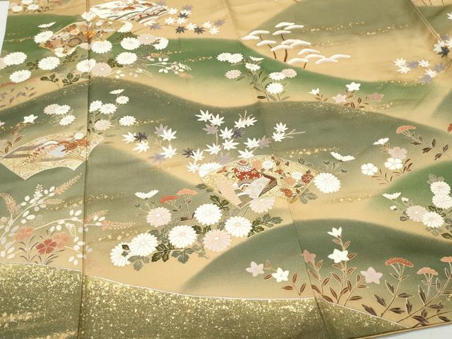 平和屋着物●訪問着 駒刺繍 地紙花車文 金銀彩 ますいわ屋扱い 正絹 逸品 CAAY2987vf