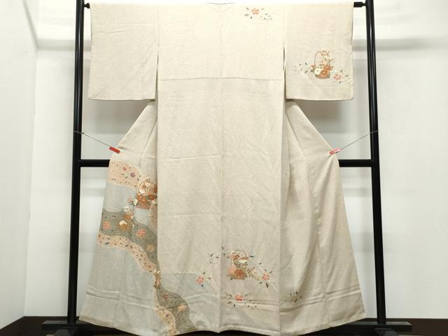 平和屋着物●訪問着 花籠文 金彩 鬼しぼ縮緬 やまと誂製 正絹 逸品 CAAY2994vf