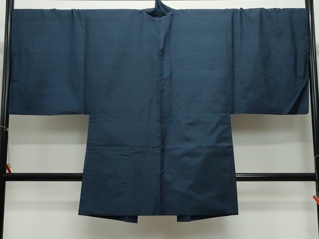 平和屋着物●男性 紬 アンサンブル 藍鉄色 正絹 逸品 CAAY3015vf