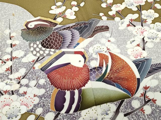 平和屋着物●色留訪問着 飛田賢翔 鴛鴦流水枝花文 正絹 逸品 CAAY3019vf