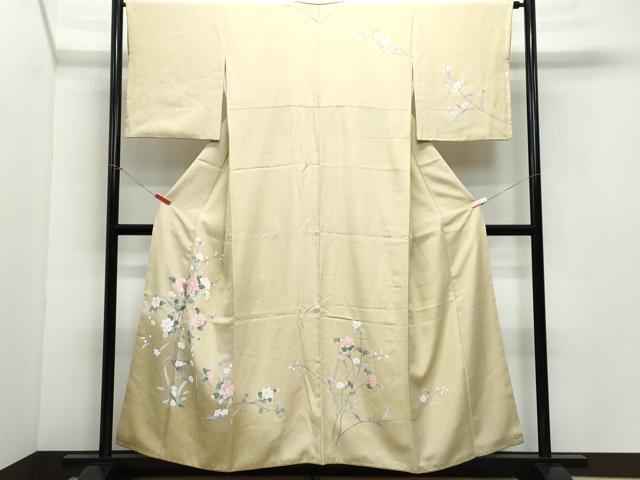 平和屋着物●訪問着 友禅 枝花文 たたき染め 正絹 逸品 CAAY3031vf