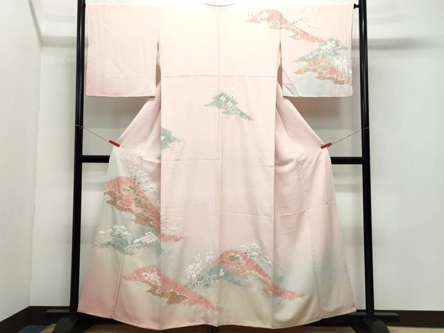 平和屋着物●十日町 名門 滝泰謹製 訪問着 絞り 地紙草花文 金彩 正絹 逸品 CAAY3044vf