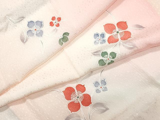 平和屋着物●長襦袢 無双仕立て 草花文 正絹 逸品 CAAY3060vf