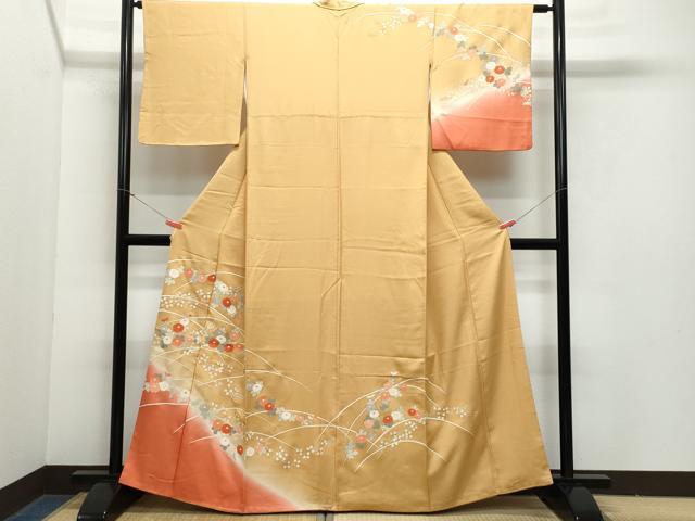 平和屋着物●訪問着 草花文 暈し染め 金彩 正絹 逸品 CAAY3098vf