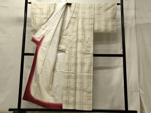 平和屋着物■上質な紬 格子柄 正絹 逸品 CAAY3539oy