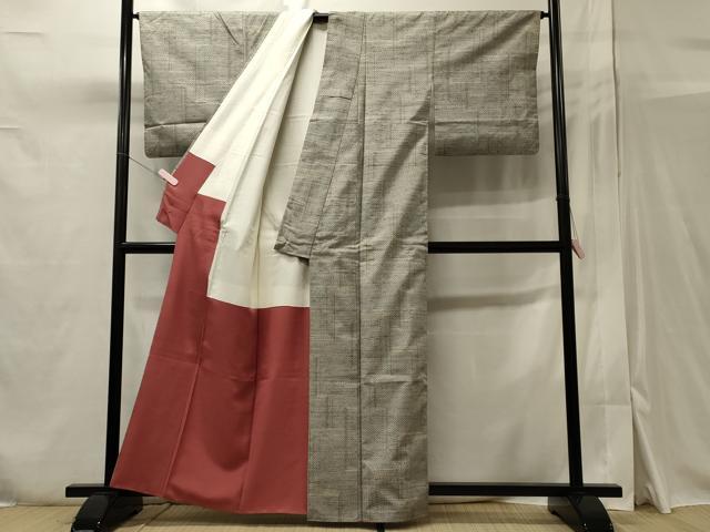 平和屋着物■上質な紬 幾何学文 正絹 逸品 CAAY3562oy