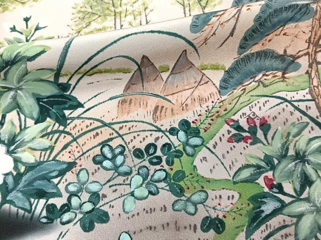 平和屋着物■豪華黒留袖 作家物 手描き 風景花文 正絹 逸品 CAAY3698xi