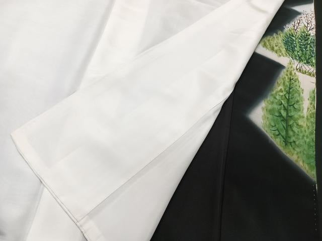 平和屋着物■豪華黒留袖 作家物 手描き 風景花文 正絹 逸品 CAAY3698xi