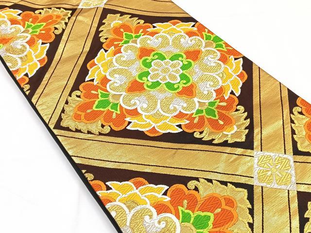 平和屋着物◎六通柄袋帯 天井花文 金銀糸 正絹 逸品 CAAY3864xi