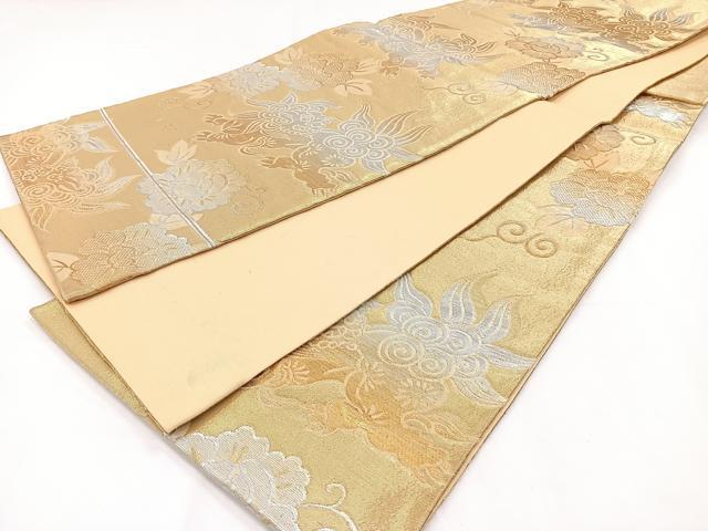 平和屋着物◎六通柄袋帯 唐獅子花文 金銀糸 正絹 逸品 CAAY3867xi