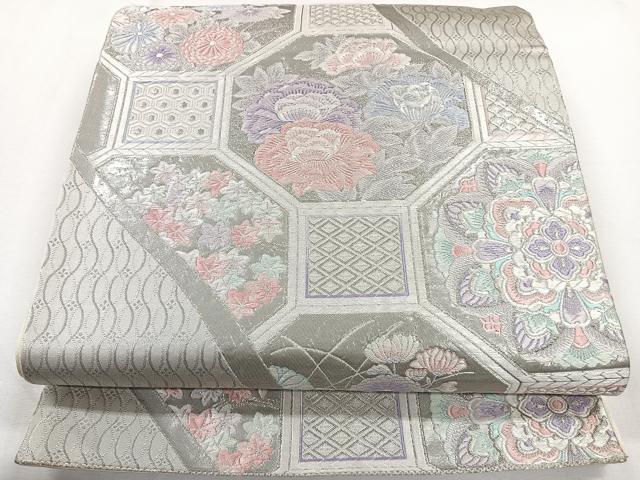 平和屋着物◎六通柄袋帯 唐織 九百錦 蜀江花文 プラチナ箔 正絹 逸品 CAAY3915xi