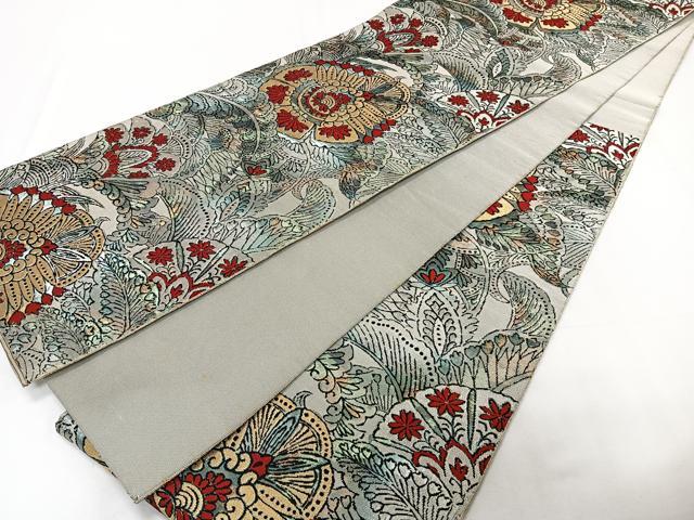 平和屋着物◎六通柄袋帯 更紗花文 金銀糸 正絹 逸品 CAAY3975xi