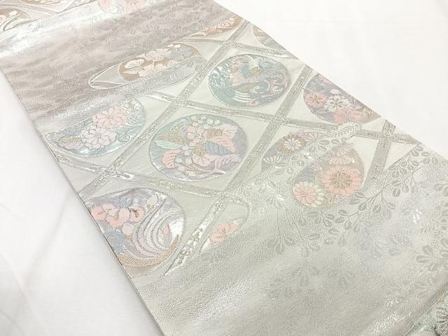 平和屋着物◎六通柄袋帯 唐織 天井花鳥丸文 金銀糸 正絹 逸品 CAAY3993xi