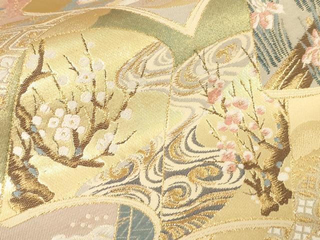 平和屋着物▼六通柄袋帯 唐織 桃山古典書文 金銀糸 正絹 逸品 CAAY4118ak