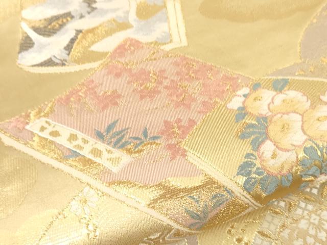 平和屋着物▼六通柄袋帯 唐織 桃山古典書文 金銀糸 正絹 逸品 CAAY4118ak